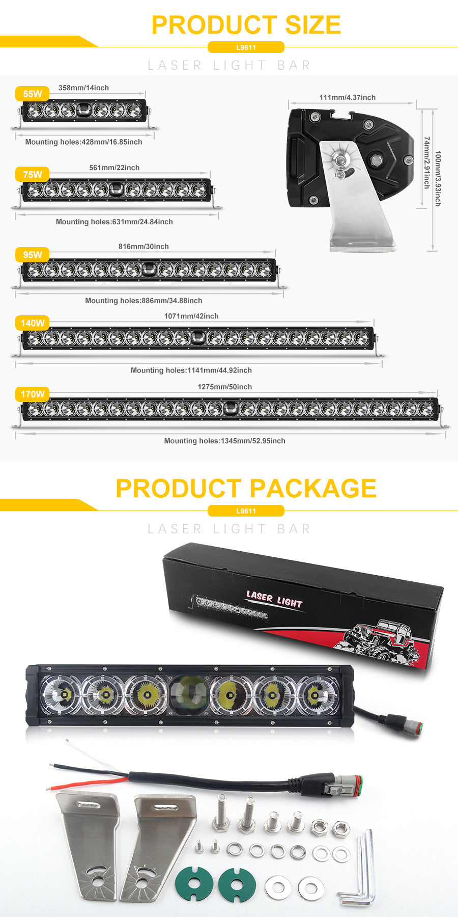 CS-L Single Row Lightbar w/DRL Laser